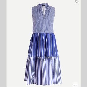J Crew Sleeveless tiered popover dress in mixed stripe 💙